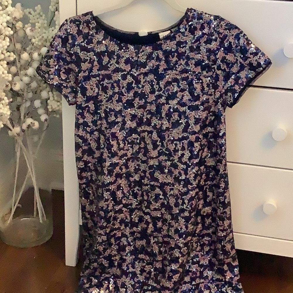 GAP kids blue, pink, and white sequin dress